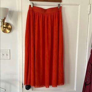 Boden tulle full midi skirt, size 10. Color tigerlily (orange)